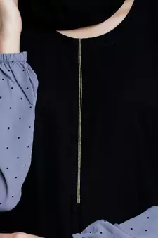 Designer maxi dress abaya- Black-Grey Dot