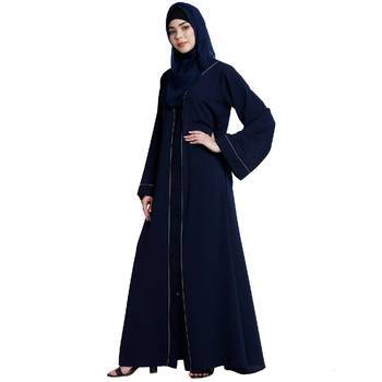 Navy Blue Nida Plain Abaya 2