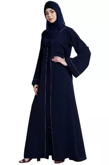 Navy Blue Nida Plain Abaya