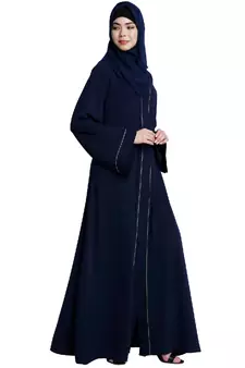 Navy Blue Nida Plain Abaya