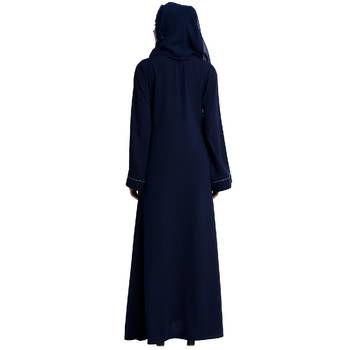 Navy Blue Nida Plain Abaya 4