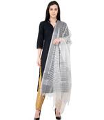 A R SILK Leheriya Silver Colour Organza Cotton Fancy Dupatta/Chunnis
