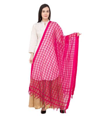 A R SILK Square Rani Colour Cotton Regular Dupatta/Chunnis 1