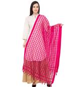 A R SILK Square Rani Colour Cotton Regular Dupatta/Chunnis