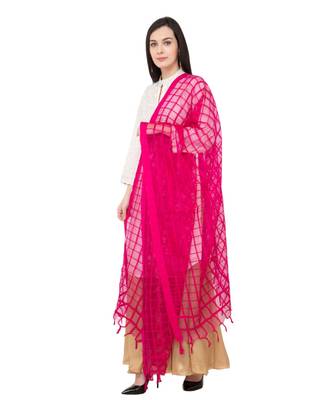 A R SILK Square Rani Colour Cotton Regular Dupatta/Chunnis 3