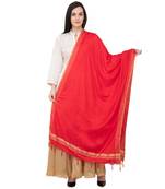A R SILK Golden Border Red Colour Cotton Regular Dupattas/Chunnis