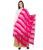 A R SILK Payal Plan Rani Colour Organza Cotton Regular Dupatta/Chunnis
