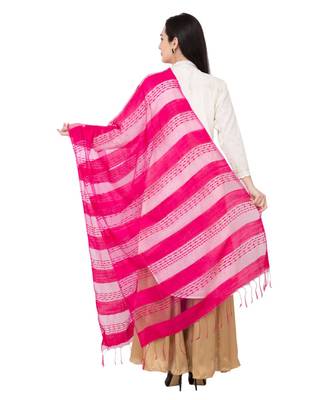 A R SILK Payal Plan Rani Colour Organza Cotton Regular Dupatta/Chunnis 2