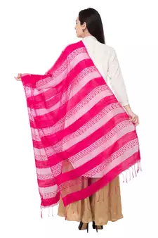 A R SILK Payal Plan Rani Colour Organza Cotton Regular Dupatta/Chunnis