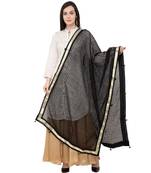 A R SILK Payal Pum Pum Black Colour Organza Cotton Regular Dupatta/Chunnis