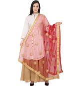A R SILK Net Zari Flower Maroon Color Net Fancy Dupatta/Chunnis