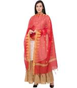 A R SILK Vanarsi Ambi Border Red Colour Fancy Dupatta/Chunni