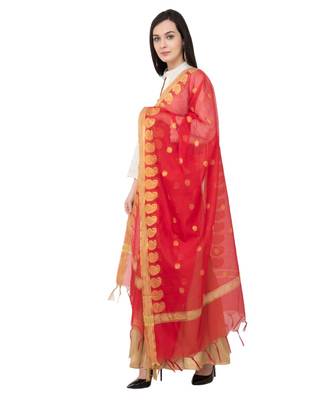 A R SILK Vanarsi Ambi Border Red Colour Fancy Dupatta/Chunni 3