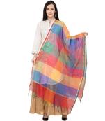 A R SILK Multi Box Multi Colour Chanderi Cotton Regular Dupatta/Chunni