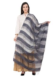 A R SILK Payal Plan Grey Colour Organza Cotton Regular Dupatta/Chunnis