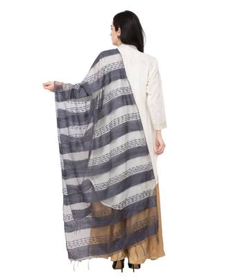 A R SILK Payal Plan Grey Colour Organza Cotton Regular Dupatta/Chunnis 2