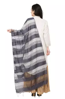 A R SILK Payal Plan Grey Colour Organza Cotton Regular Dupatta/Chunnis