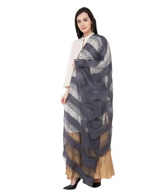 A R SILK Payal Plan Grey Colour Organza Cotton Regular Dupatta/Chunnis 3