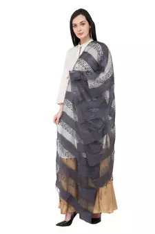 A R SILK Payal Plan Grey Colour Organza Cotton Regular Dupatta/Chunnis