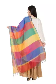 A R SILK Multi Crush Multi Colour Chanderi Cotton Fancy Dupatta/Chunni