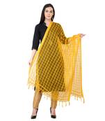 A R SILK Squre yellow Colour Cotton Regular Dupatta/Chunnis