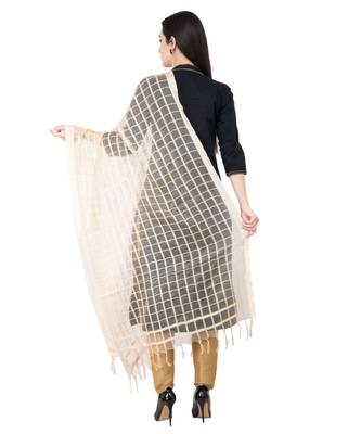 A R SILK Squre White Colour Cotton Regular Dupatta/Chunnis 2