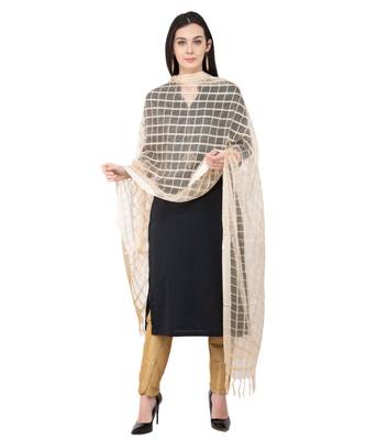 A R SILK Squre White Colour Cotton Regular Dupatta/Chunnis 3