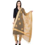 A R SILK Zari Embordary Golden Colour Tissue Fancy Dupatta/Chunnis