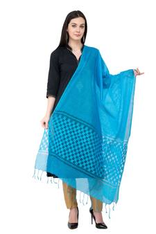 A R SILK Buta Cutting Dark Firozi Joot Cotton Regular Dupatta/Cunnis