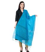 A R SILK Buta Cutting Dark Firozi Joot Cotton Regular Dupatta/Cunnis