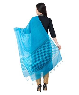 A R SILK Buta Cutting Dark Firozi Joot Cotton Regular Dupatta/Cunnis 2