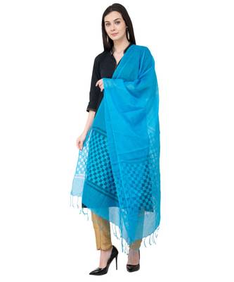 A R SILK Buta Cutting Dark Firozi Joot Cotton Regular Dupatta/Cunnis 3