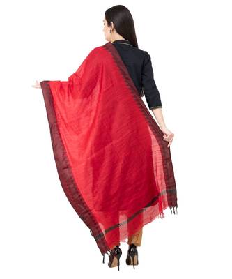 A R SILK Temple border Dark Red Colour Cotton Regular Dupattas/Chunnis 2