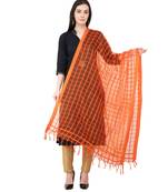 A R SILK Squre Orange Colour Cotton Regular Dupatta/Chunnis