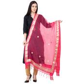 A R Silk Gota Patti Gajari Colour Orgenza Cotton Fancy Dupatta/Chunnis
