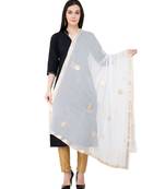 A R SILK Gota Patti White Colour Chiffon Regular Dupatta/Chunnis
