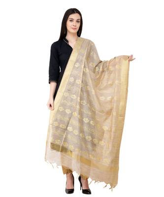 A R SILK Gold Print Golden Colour Baswada Silk Fancy Dupatta/Chunnis 1