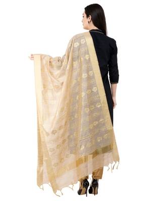 A R SILK Gold Print Golden Colour Baswada Silk Fancy Dupatta/Chunnis 2