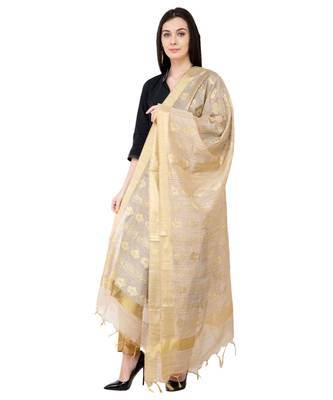A R SILK Gold Print Golden Colour Baswada Silk Fancy Dupatta/Chunnis 3