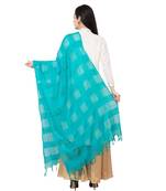 A R SILK Square Rama Green Colour Cotton Regular Dupatta/Chunnis