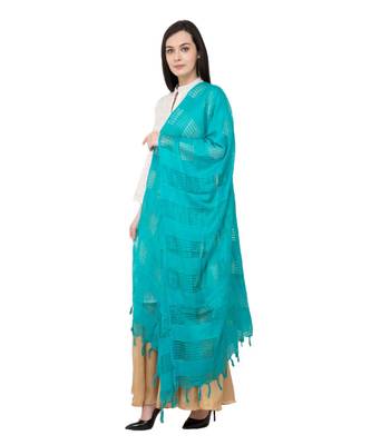 A R SILK Square Rama Green Colour Cotton Regular Dupatta/Chunnis 2