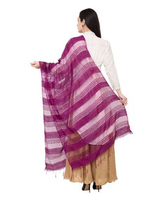 A R SILK Payal Plan Purple Colour Orgenza Cotton Regular Dupatta/Chunnis 1