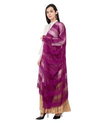 A R SILK Payal Plan Purple Colour Orgenza Cotton Regular Dupatta/Chunnis 2
