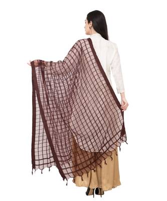 A R SILK Square Coffee Colour Cotton Regular Dupatta/Chunnis 1