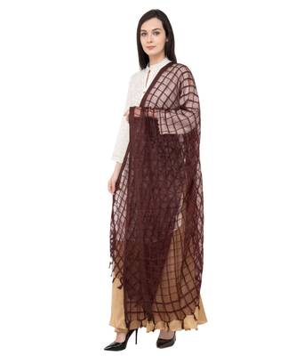 A R SILK Square Coffee Colour Cotton Regular Dupatta/Chunnis 2