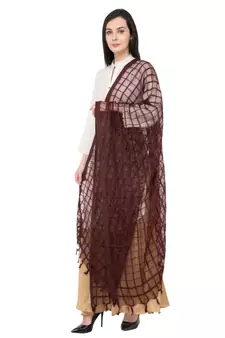 A R SILK Square Coffee Colour Cotton Regular Dupatta/Chunnis
