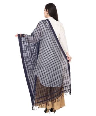 A R SILK Square Dark Grey Colour Cotton Regular Dupatta/Chunnis 1
