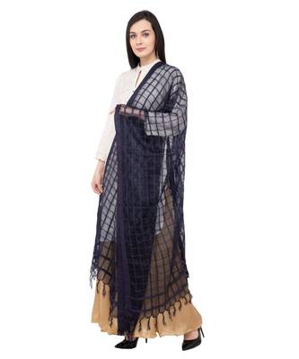 A R SILK Square Dark Grey Colour Cotton Regular Dupatta/Chunnis 2