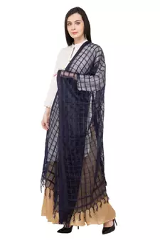 A R SILK Square Dark Grey Colour Cotton Regular Dupatta/Chunnis