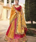 Multicolor embroidered silk semi stitched lehenga